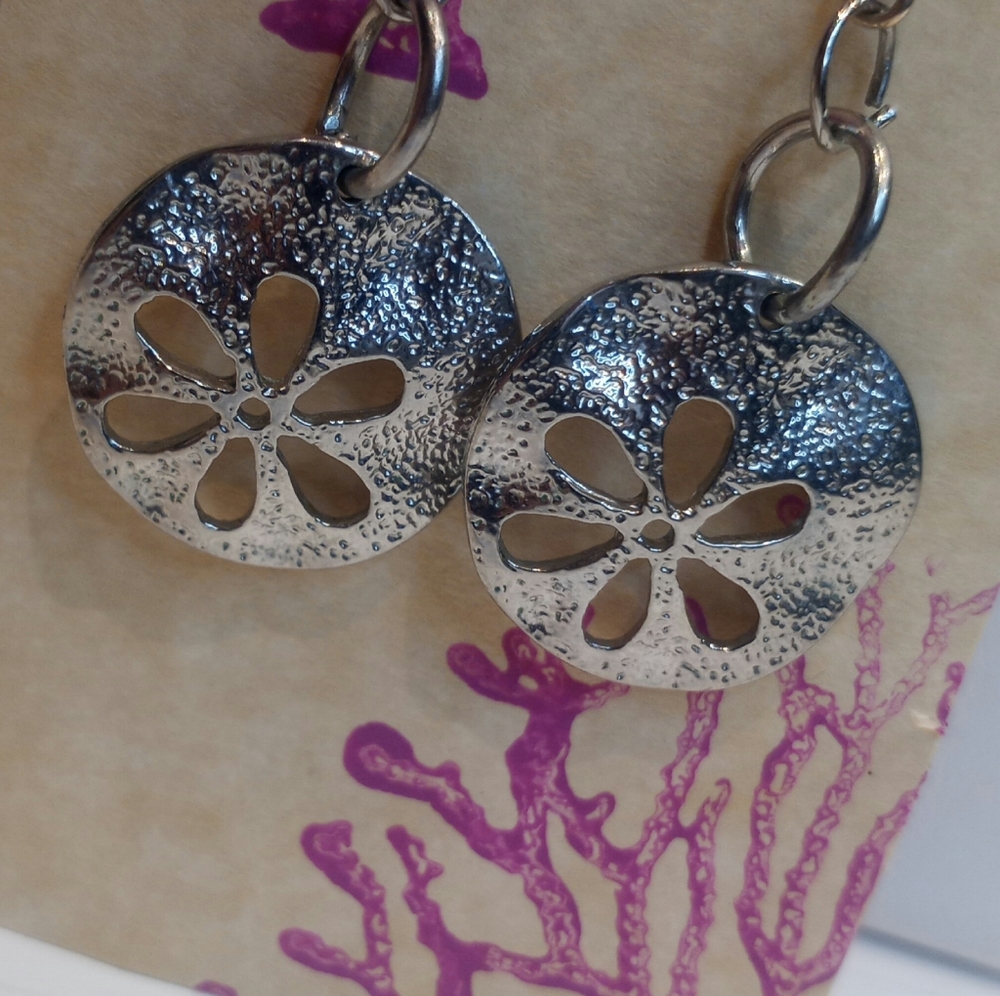 Adorable, silver sand dollar earrings!